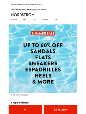 Promotional email example from Nordstrom