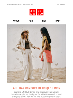 UNIQLO (Australia) - All day comfort in UNIQLO Linen