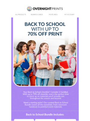 Overnight Prints - Get Set for Back to School: Up to 70% Off