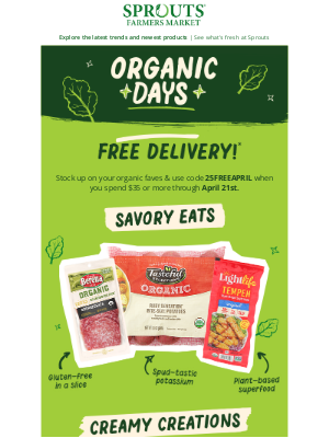 Sprouts Farmers Market, Inc. - 🥳 Free Delivery + Organic Days = The Best Week Ever!