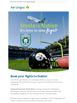 Aer Lingus - Steelers Nation, it's time to take flight!