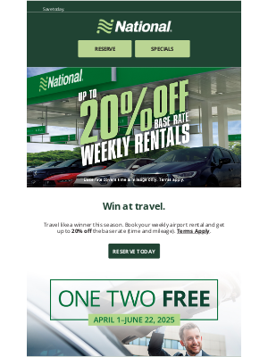 National Car Rental - Unlock Savings: Up to 20% Off Base Rate!