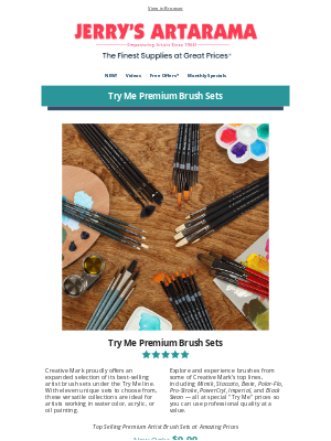 Jerry's Artarama - Try Me Premium Brush Sets 🔥 August Special Buys
