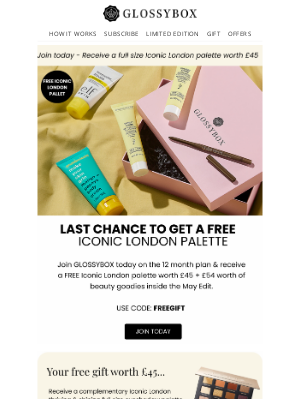 GlossyBox (United Kingdom) - SELLING FAST: FREE Iconic Gift worth £45 ⚡️