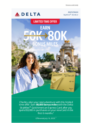 Delta Air Lines - You’re Invited to Earn 80K Bonus Miles With This Limited Time Offer