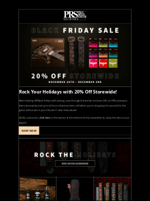 prsguitars - 20% Off Storewide 🚀 PRS Black Friday Accessories Deals Start Now!