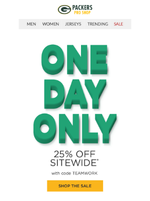Green Bay Packers - Packers Fan, Here's 25% Off Your Order!