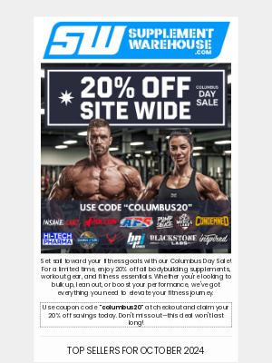 http:||supplementwarehouse.com - Set Sail for Savings: 20% Off Columbus Day Sale 💪