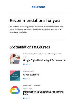 Coursera - Recommended: Google Digital Marketing & E-commerce