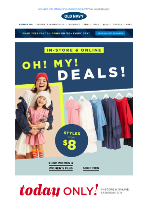 Old Navy - ONE DAY ONLY ❗ 50% OFF jeans + we're treating you to 1000s of styles on sale