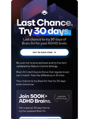 Brain.fm - 🧠 ADHD Brain Upgrade: Final hours for 30 days free