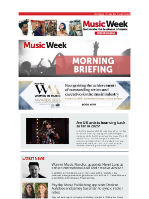 Music Week - Are UK artists bouncing back so far in 2025?