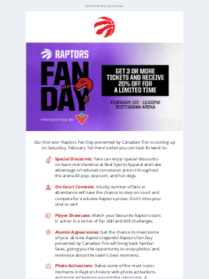 Toronto Raptors - Join Us For Our First Ever Raptors Fan Day Presented By Canadian Tire!