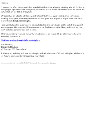 MV Skintherapy (Australia) - A gentle reminder… I’m closing the sale tonight