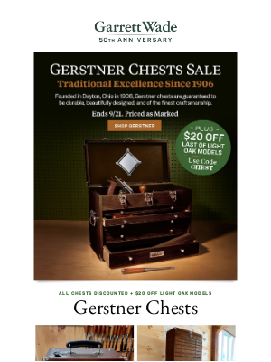Garrett Wade - 🧰 Workshop Storage - Gerstner Chests on Sale!