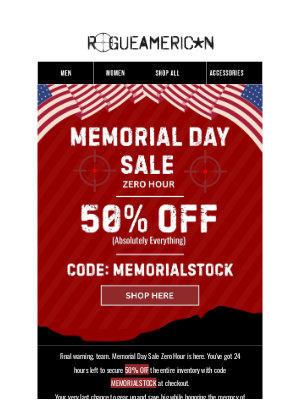 RogueAmericanApparel.com inc - 📢 LAST 24 HRS - 50% OFF SALE IS ENDING Barbara