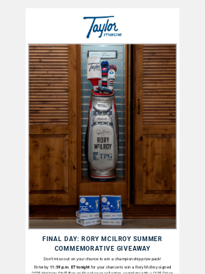 TaylorMade Golf - Final Day to Enter Our Rory McIlroy Summer Commemorative Giveaway