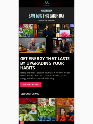 MasterClass - Ends soon: Save 50% and reach your goals this fall