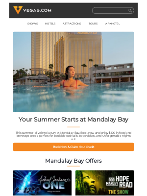 Vegas - Soak Up Summer at Mandalay Bay + $100 credit to Eat & Drink