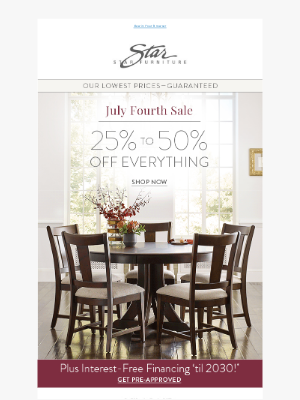 Star Furniture - 25%-50% Off Everything