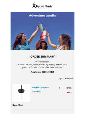 Hydroflask - Thank you for your order.