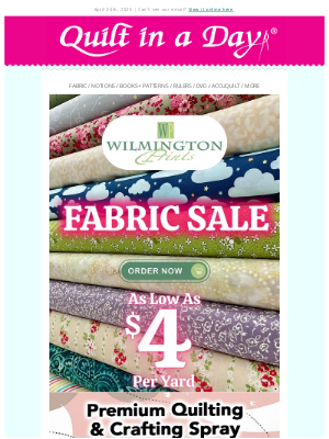 Quilt In A Day - Up to 68% off - Wilmington Fabric, Quilting Spray & Sew Together