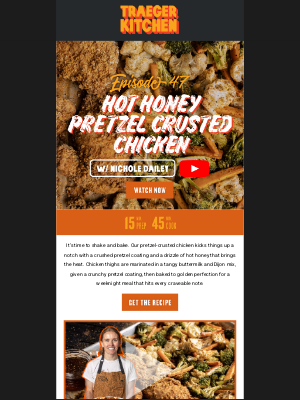 Traeger Grills - Hot Honey Pretzel Crusted Chicken