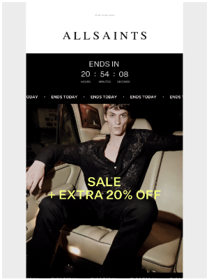 ALLSAINTS (United Kingdom) - Extra 20% Off Sale Ends Today