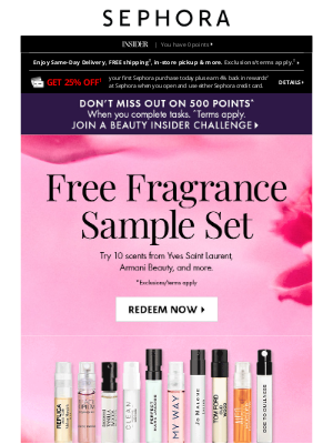 Sephora - FREE fragrance samples! 👀 With min. spend