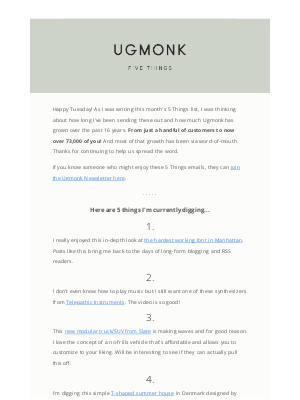 Ugmonk - 5 things I'm digging – April edition