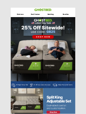 GhostBed - NEW! 25% off the entire site!
