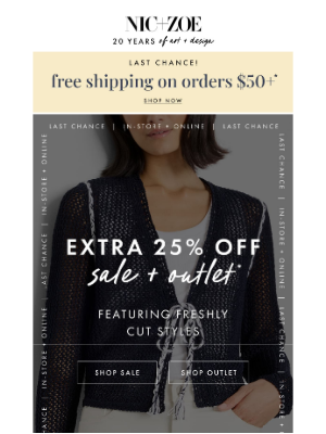 NIC+ZOE - Last chance for 25% more off sale + outlet