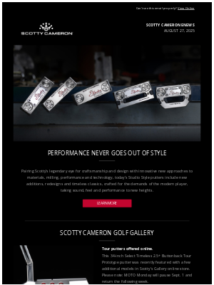 Scotty Cameron - New Tour Putters in the Gallery Online Store