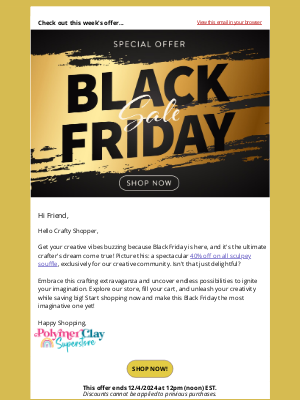 Polymer Clay Superstore - Crafty Black Friday Special: Save 40%