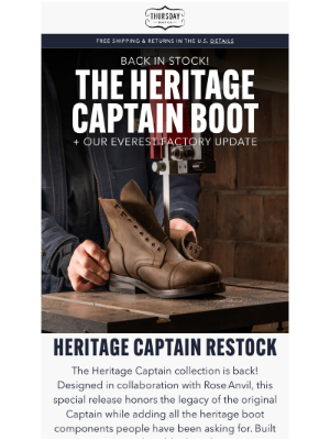 Thursday Boot Company - The Heritage Captain Restock!