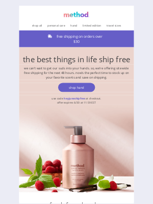 method products, pbc. - did someone say free shipping? it was us, we said that­