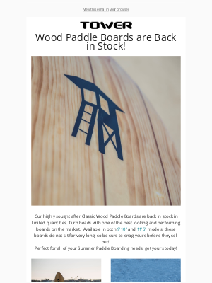 Tower Paddle Boards - Classic Wood Boards in Stock for a Limited Time 🏄