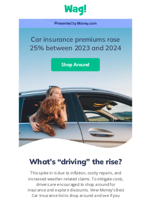 Wag - Car insurance premiums rose 25% since 2023