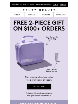 Fenty Beauty - Free cleanser deluxe sample + XL travel bag ✨