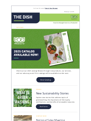 Eco-Products - The Dish Newsletter from Eco-Products 2/14/2025