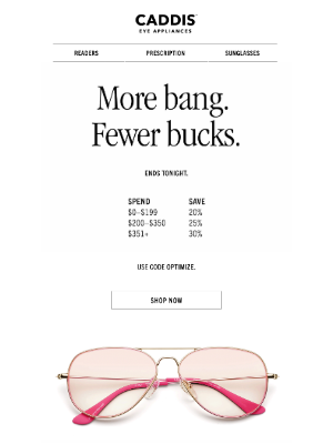 20 - 30% off everything ends tonight
