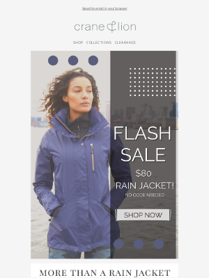 Crane & Lion - Flash Sale: $80 Rain Jacket!