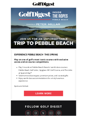 Golf Digest - Book your trip to Pebble before it’s too late!