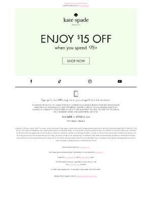 Kate Spade New York - FYI: you get $15 off