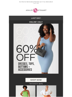 Ashley Stewart - Last day to save up to 60% off!