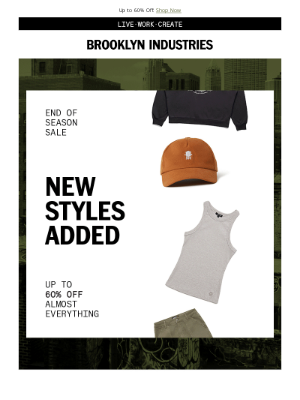 Brooklyn Industries - Up to 60% Off | NEW Styles Added