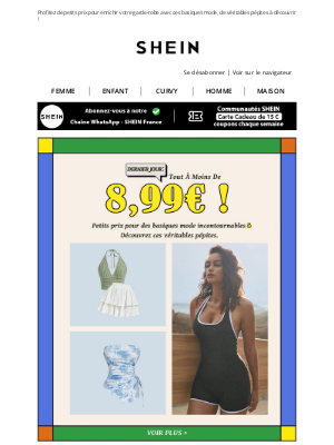 Shein (France) - -25% en plus & TOUT À MOINS DE 8,99€ !  L'heure est venue de renouveler votre style !