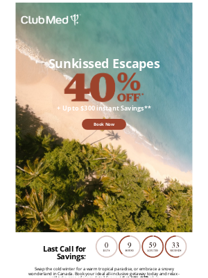 Club Med - 🕒 New Year Sale: Last Day for 40% Savings