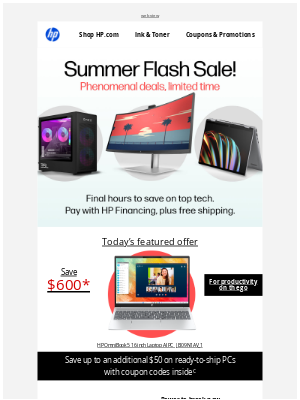 HP - Final hours for school savings! Flash Sale ends tonight!
