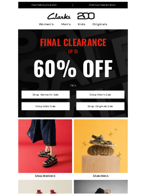 Clarks Shoes (United Kingdom) - Not long left to save up to 60% off ⌛